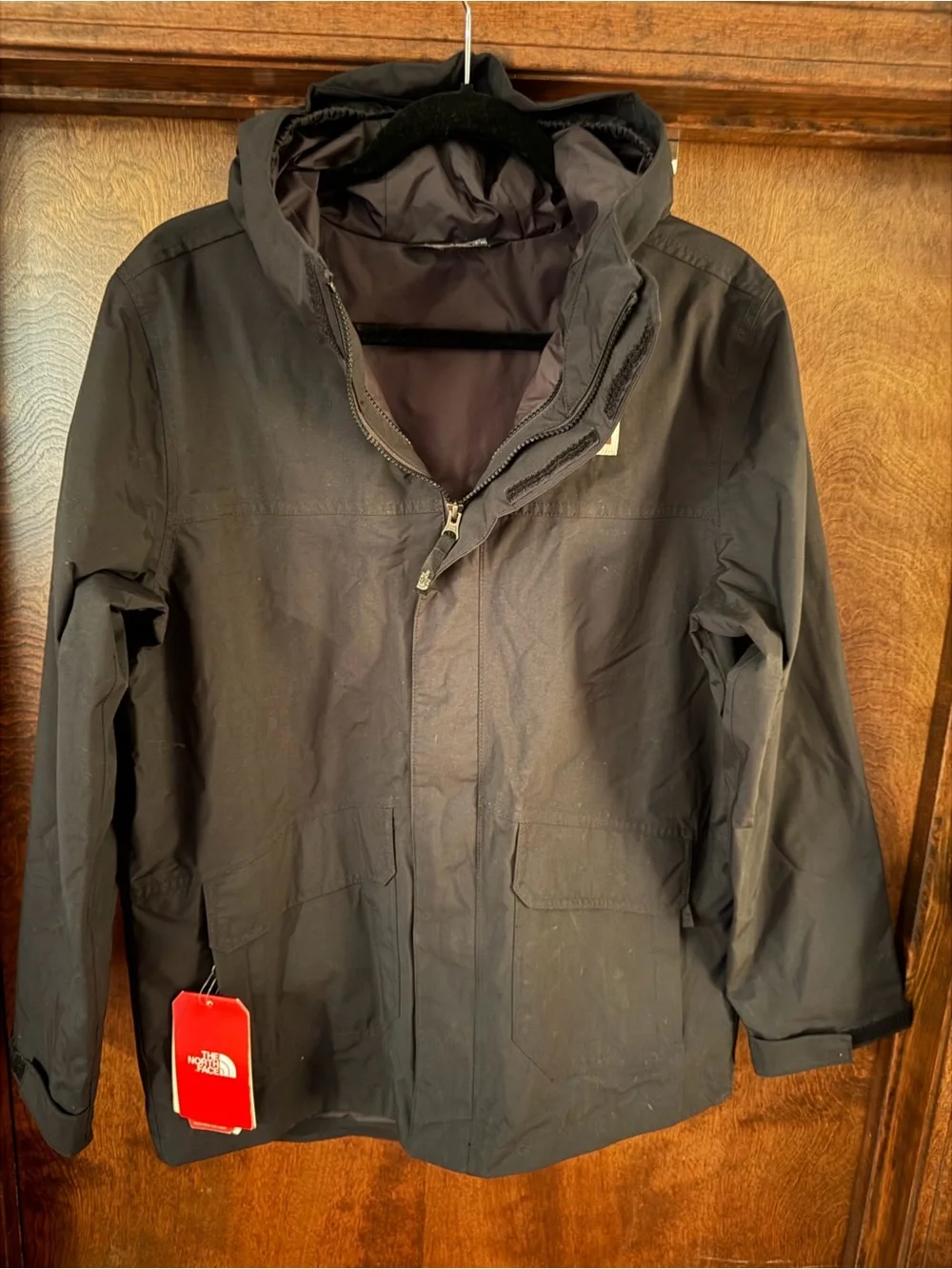 The North Face Black Hooded Raincoat Jacket Boys XL 18-20